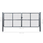 Cancello da Giardino in Rete di Acciaio Zincato 400x150 cm Grigio Antracite