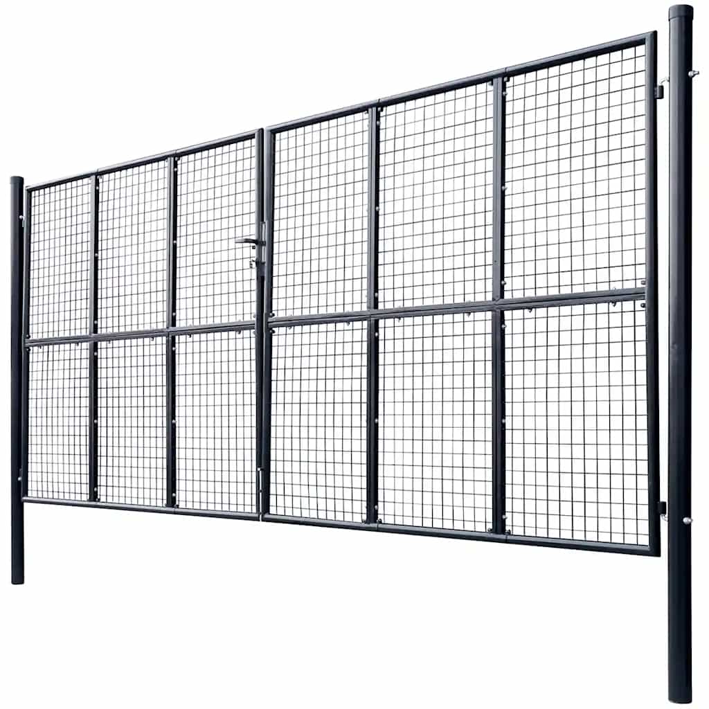 Cancello da Giardino in Rete di Acciaio Zincato 400x175 cm Grigio Antracite