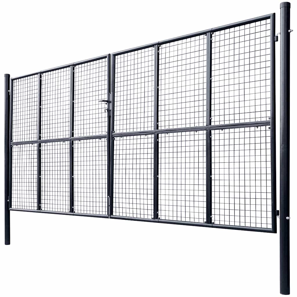 Cancello da Giardino in Rete di Acciaio Zincato 400x200 cm Grigio Antracite