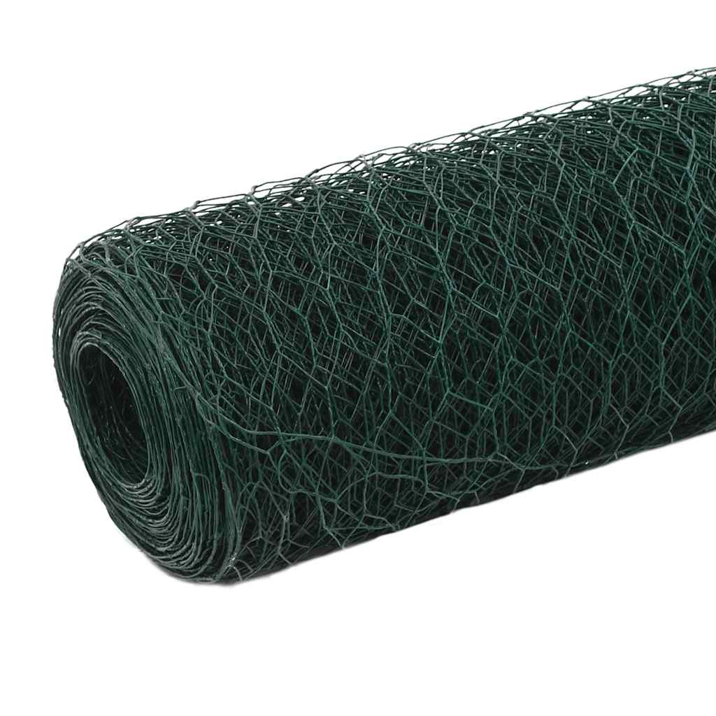 Recinzione in Rete per Pollaio Acciaio e PVC 25x1,2 m Verde