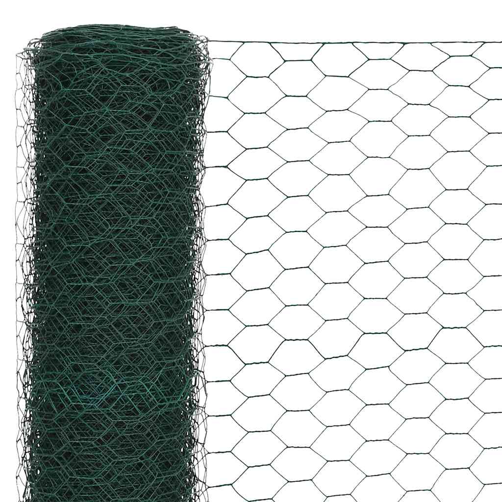 Recinzione in Rete per Pollaio Acciaio e PVC 25x1,2 m Verde