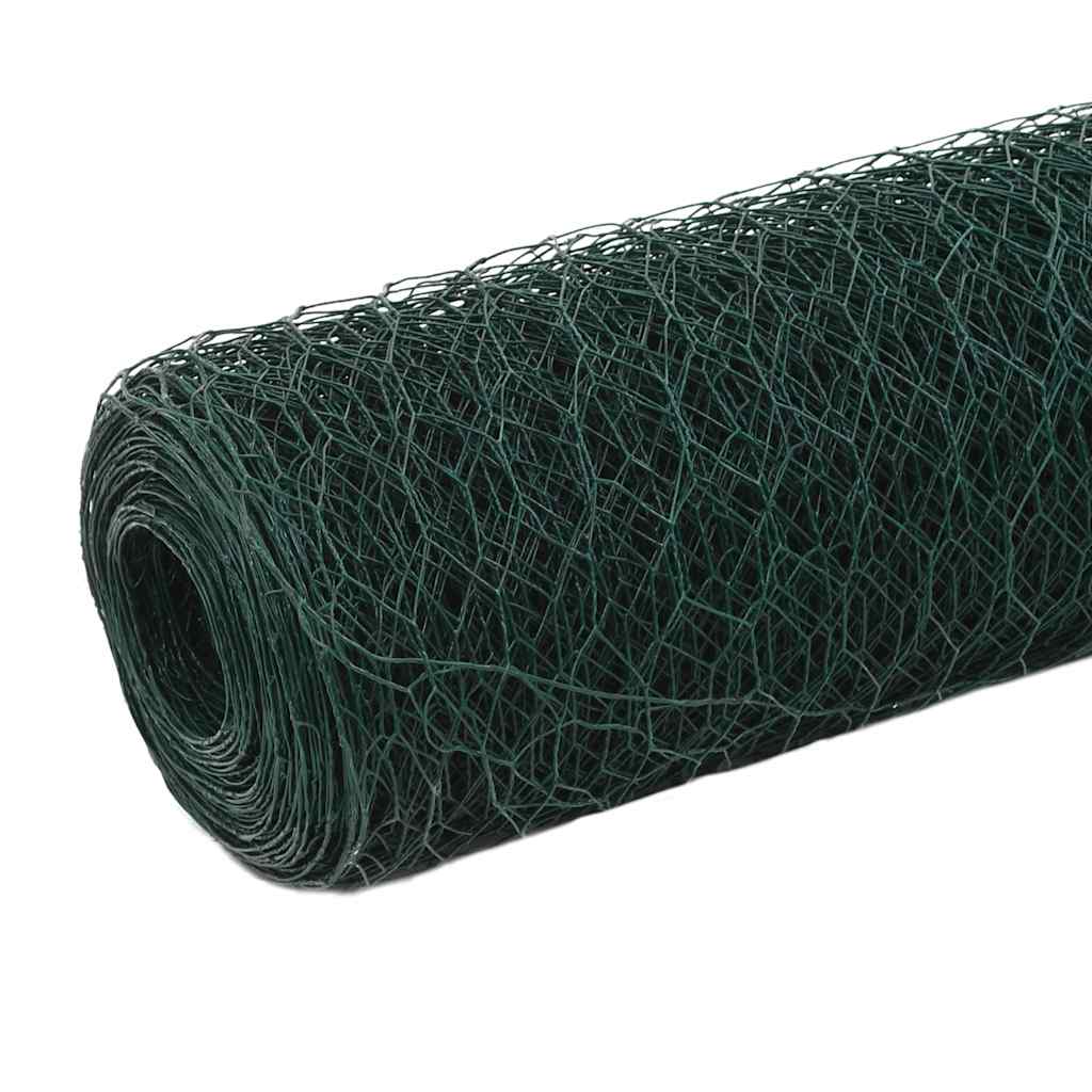 Recinzione in Rete per Pollaio Acciaio e PVC 25x1,2 m Verde
