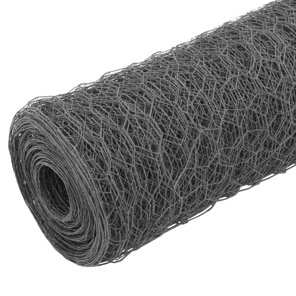 Recinzione in Rete per Pollaio Acciaio e PVC 25x1 m Grigia