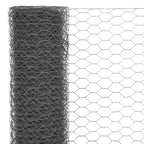 Recinzione in Rete per Pollaio Acciaio e PVC 25x1,5 m Grigia