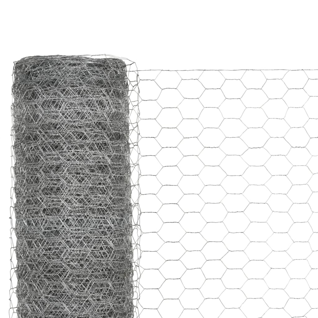 Recinzione in Rete per Pollaio Acciaio Zincato 25x1,2m Argento