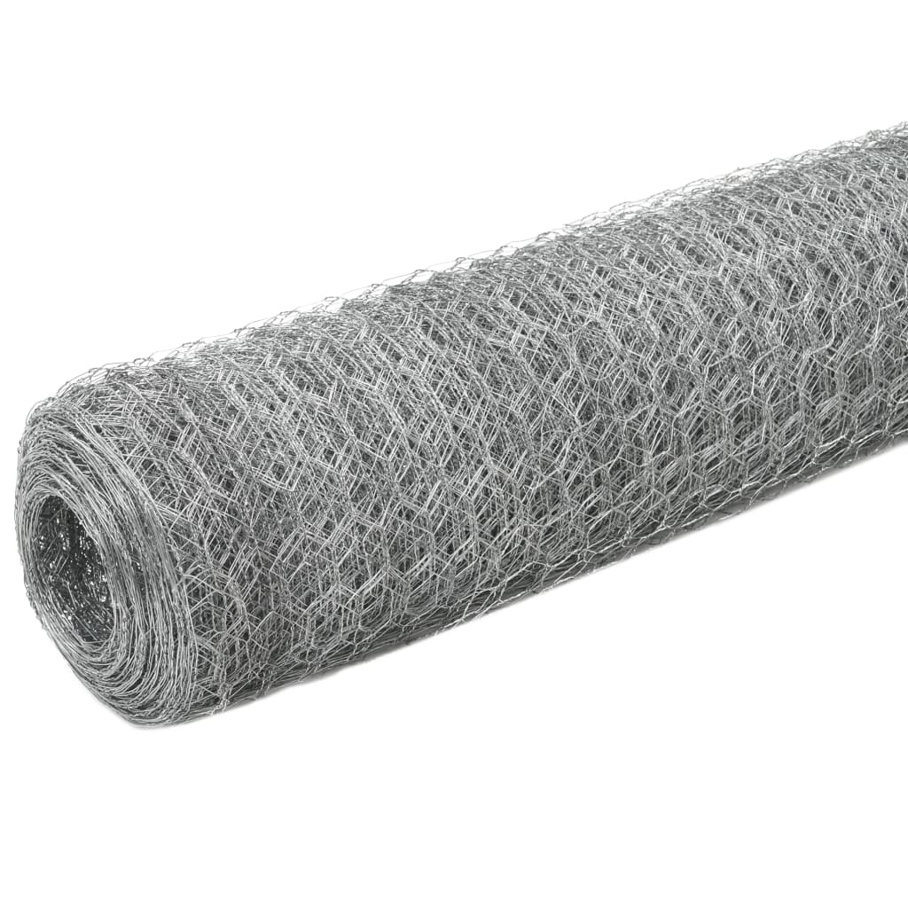 Recinzione in Rete per Pollaio Acciaio Zincato 25x1,2 m Argento