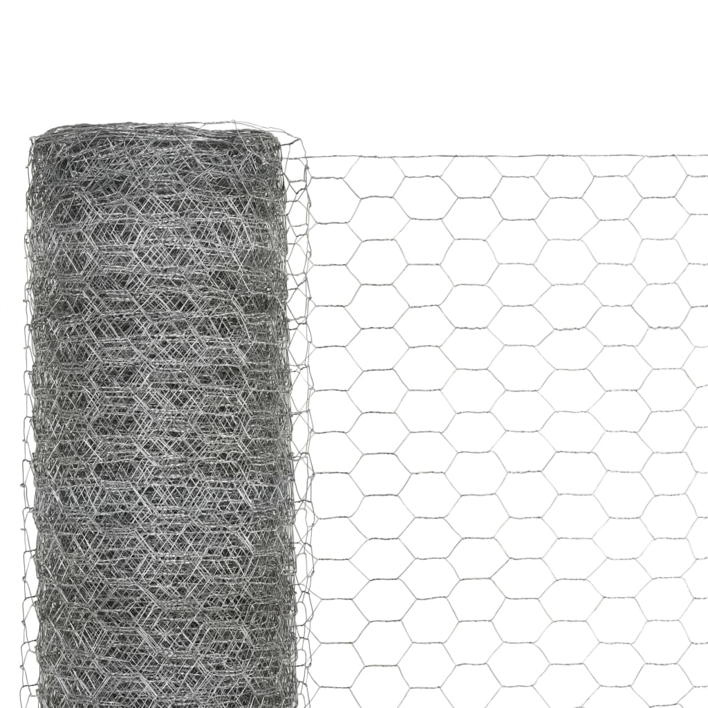 Recinzione in Rete per Pollaio Acciaio Zincato 25x1,5 m Argento