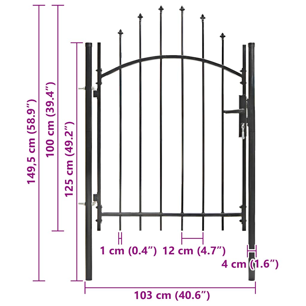Cancello da Giardino Woerden in Acciaio 1x1 m Nero