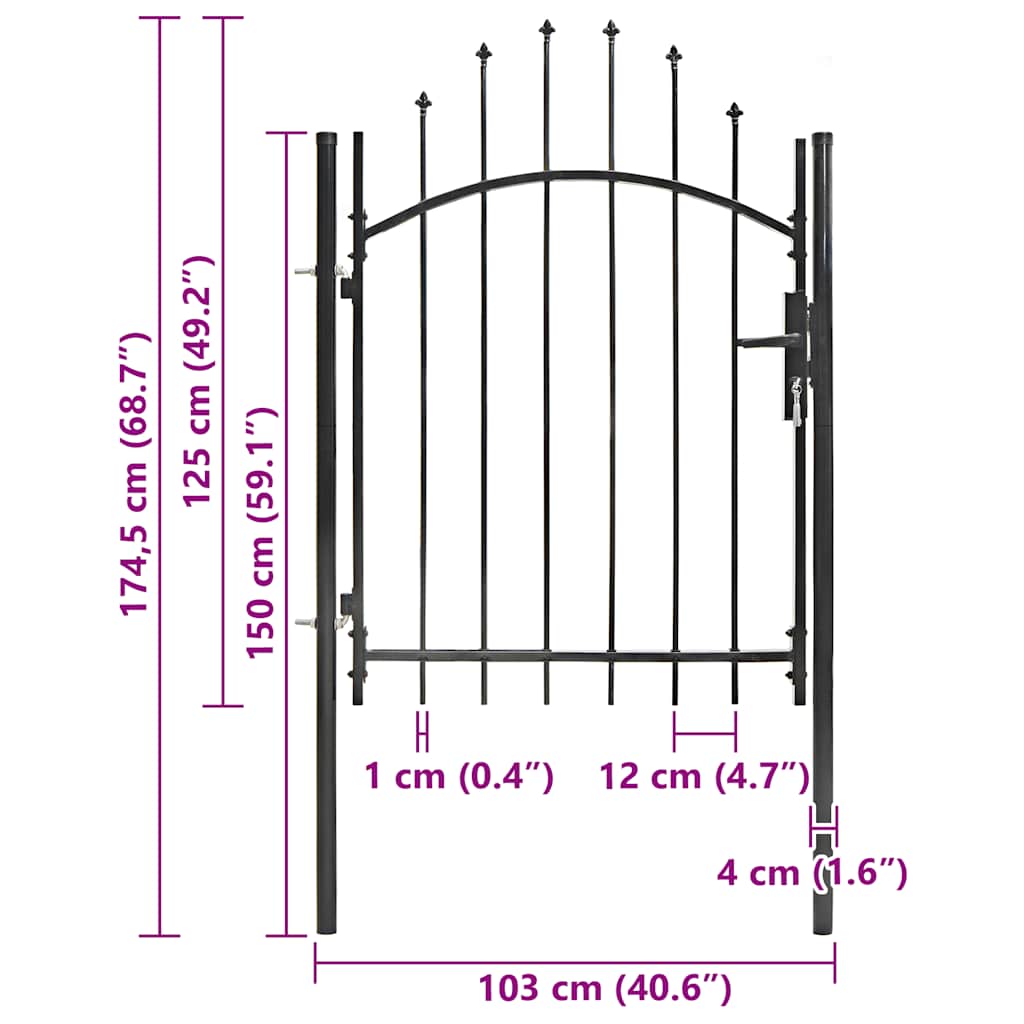 Cancello da Giardino Woerden in Acciaio 1x1,25m Nero