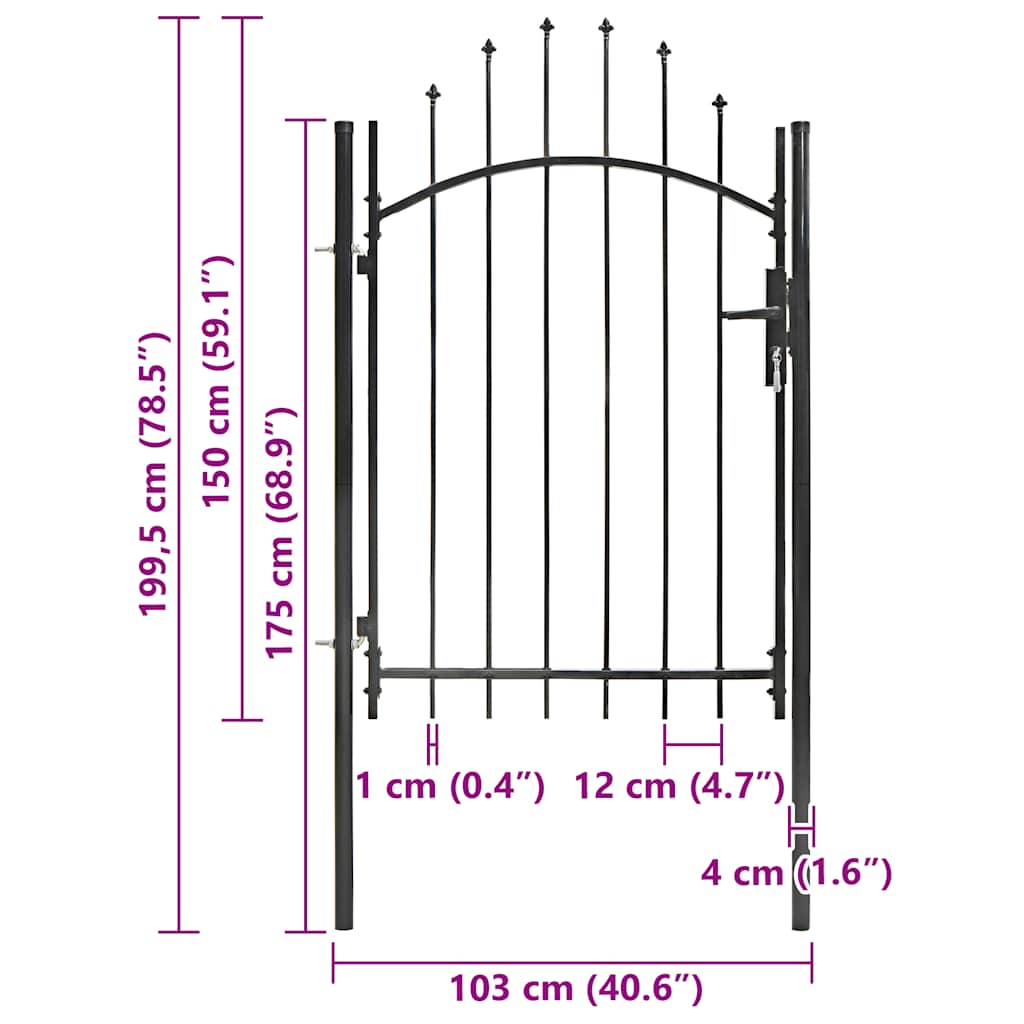 Cancello da Giardino Woerden in Acciaio 1x1,5 m Nero