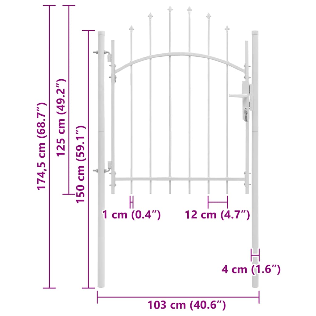 Cancello da Giardino Woerden in Acciaio 1x1,25m Bianco