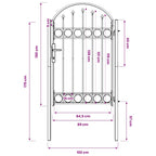 Cancello per recinzione ASSEN con arco in acciaio 102x150 cm Nero