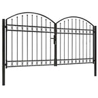Cancello per recinzione ASSEN a doppia anta con arco in acciaio 300x125 cm nero