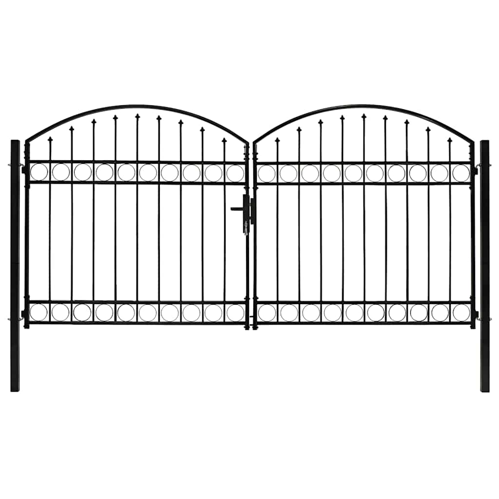 Cancello per recinzione ASSEN a doppia anta con arco in acciaio 300x125 cm nero