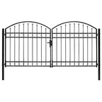 Cancello per recinzione ASSEN a doppia anta con arco in acciaio 300x125 cm nero