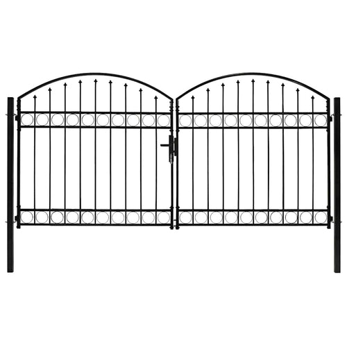Cancello per recinzione ASSEN a doppia anta con arco in acciaio 300x125 cm nero