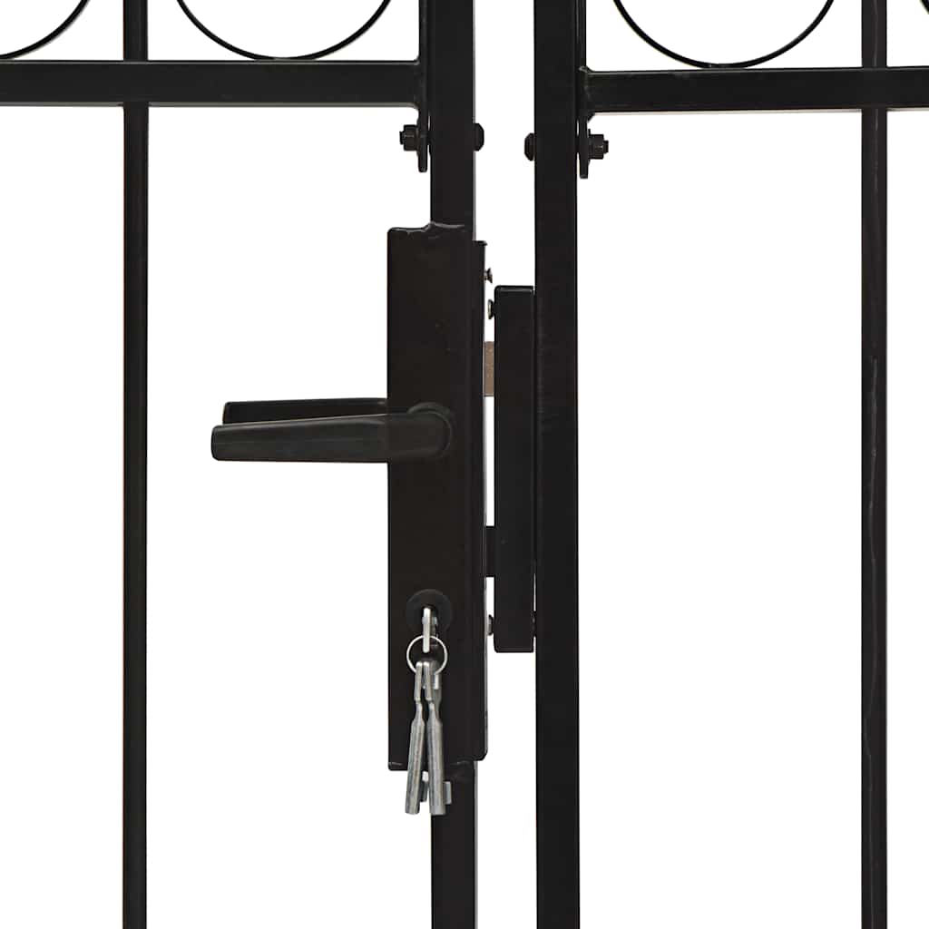 Cancello per recinzione ASSEN a doppia anta con arco in acciaio 300x125 cm nero