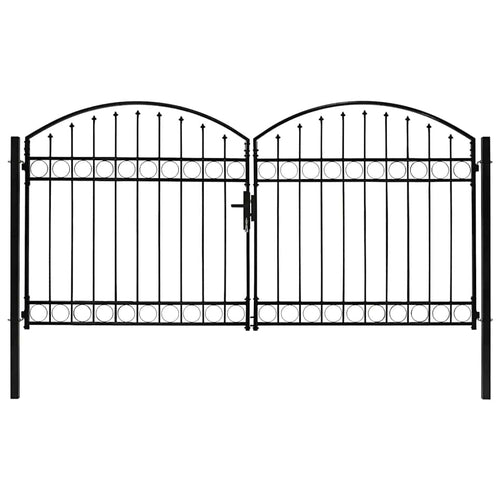 Cancello per recinzione ASSEN a doppia anta con parte superiore ad arco in acciaio 300x150 cm