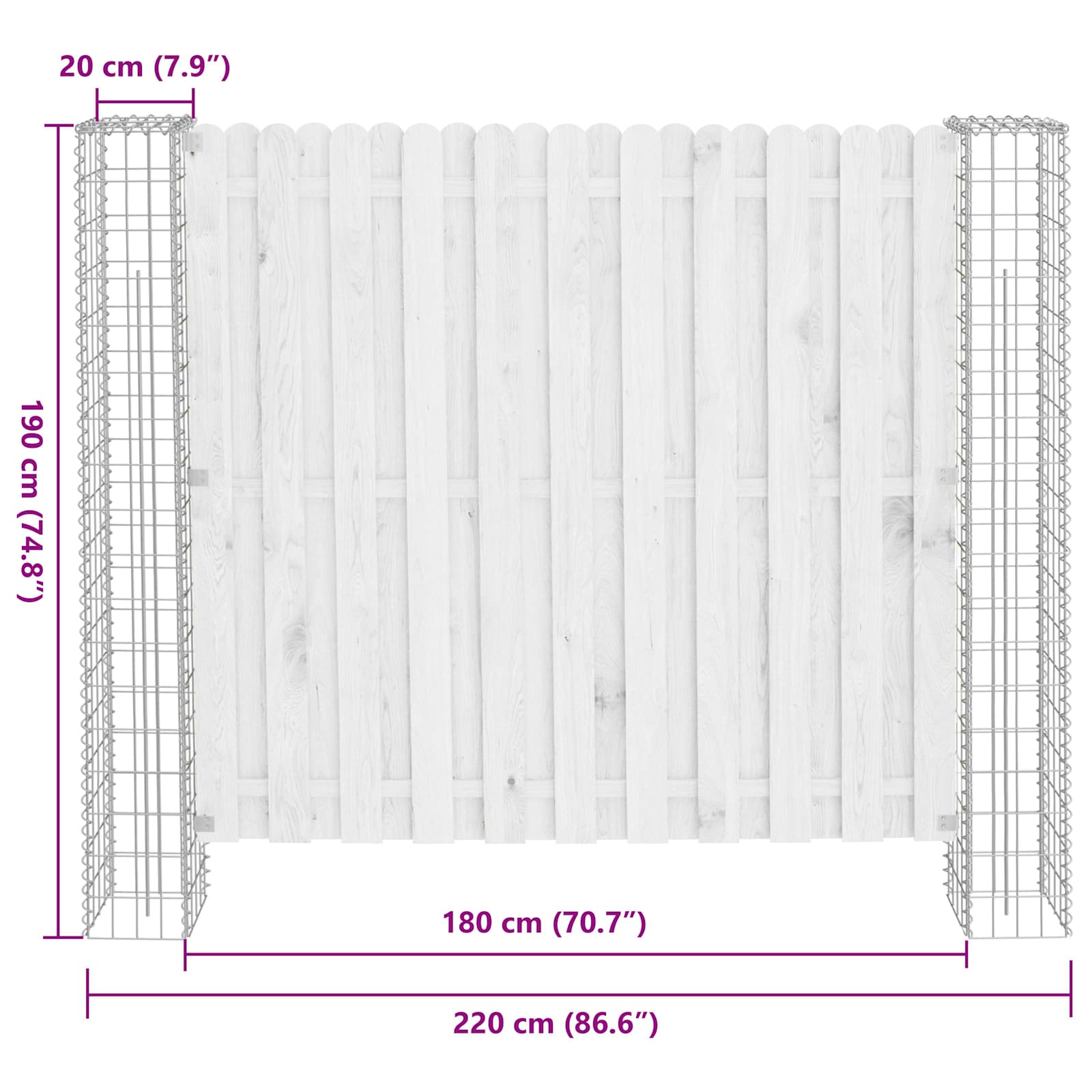 Palo della recinzione metallo 20 x 20 x 190 cm argento - 2 pezzi