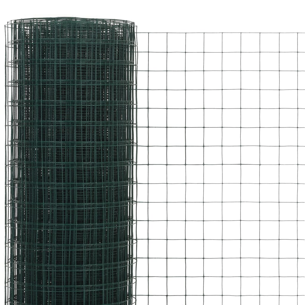 Recinzione in Rete per Pollaio Acciaio e PVC 10x0,5 m Verde