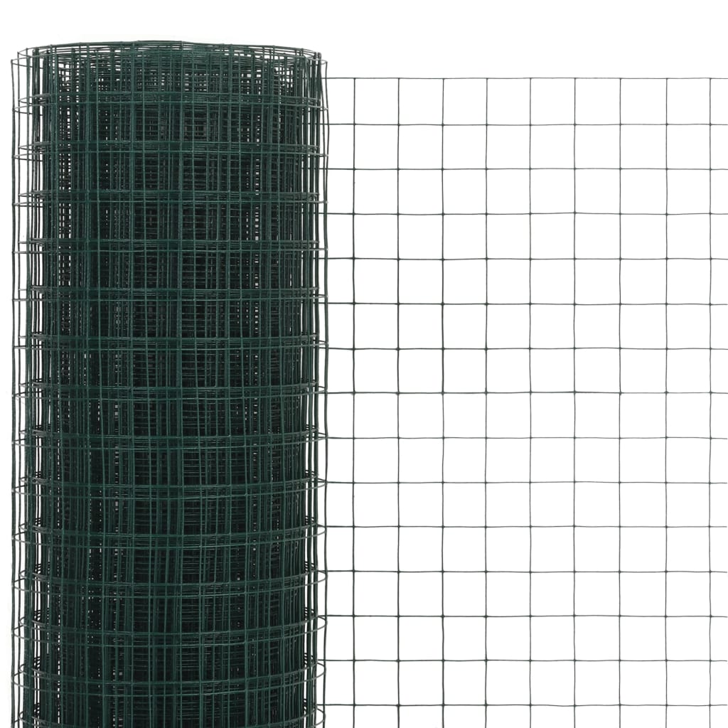 Recinzione in Rete per Pollaio Acciaio e PVC 10x1,5 m Verde