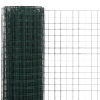 Recinzione in Rete per Pollaio Acciaio e PVC 25x1,5 m Verde