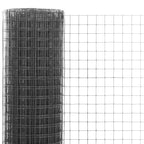 Recinzione in Rete per Pollaio Acciaio e PVC 25x1,5 m Grigia