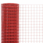 Recinzione in Rete per Pollaio in Acciaio e PVC 10x1 m Rossa