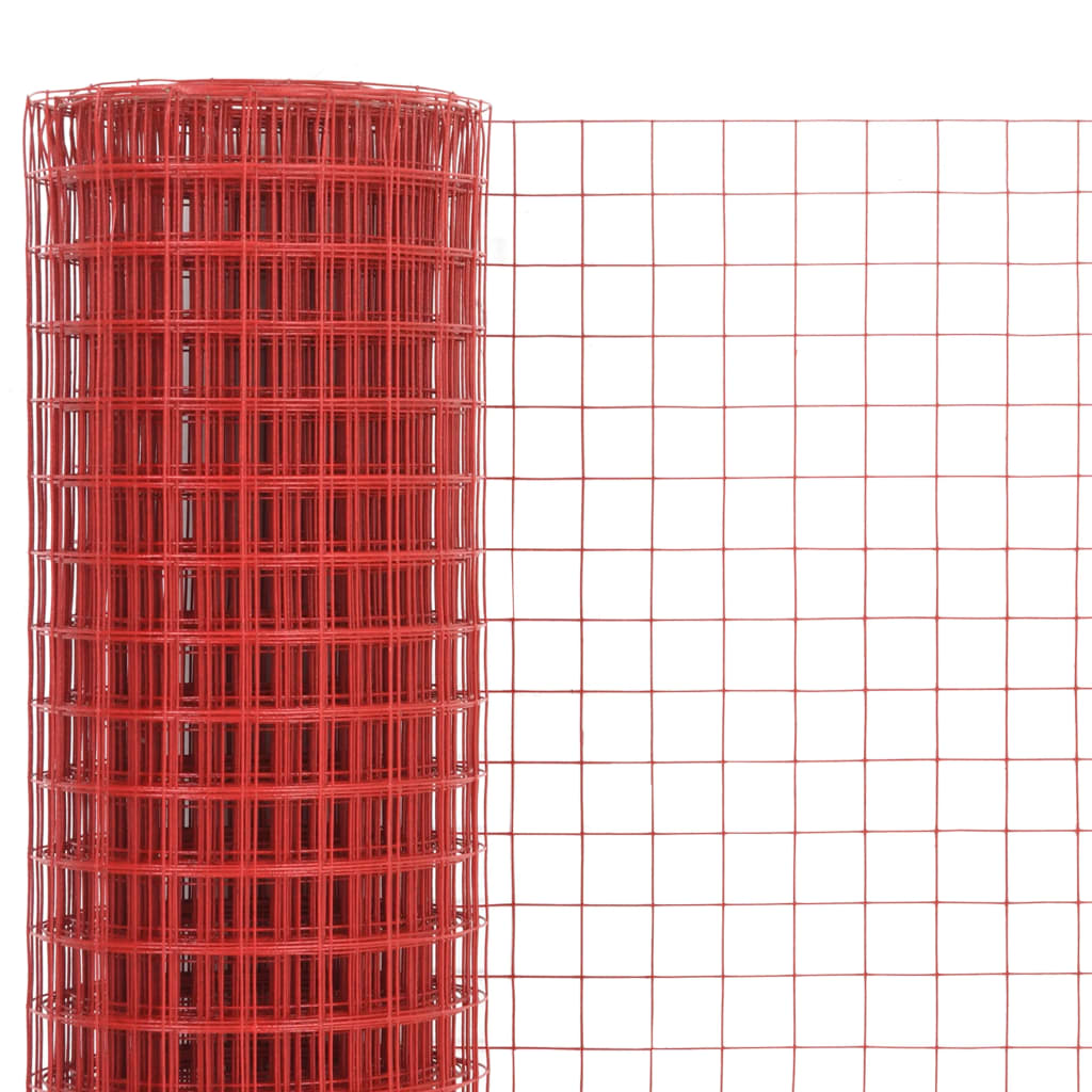Recinzione in Rete per Pollaio in Acciaio e PVC 10x1 m Rossa