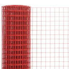 Recinzione in Rete per Pollaio Acciaio e PVC 25x1 m Rossa