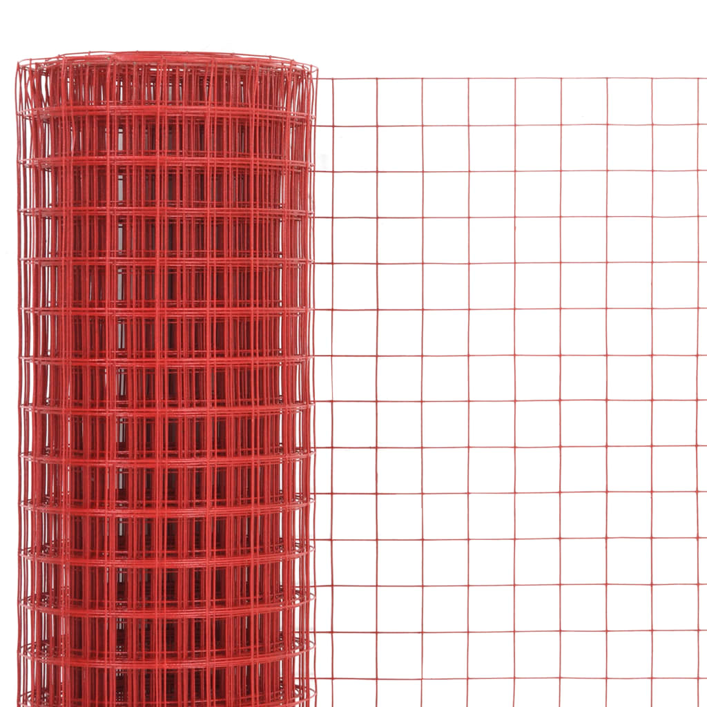 Recinzione in Rete per Pollaio in Acciaio e PVC 10x0,5 m Rossa