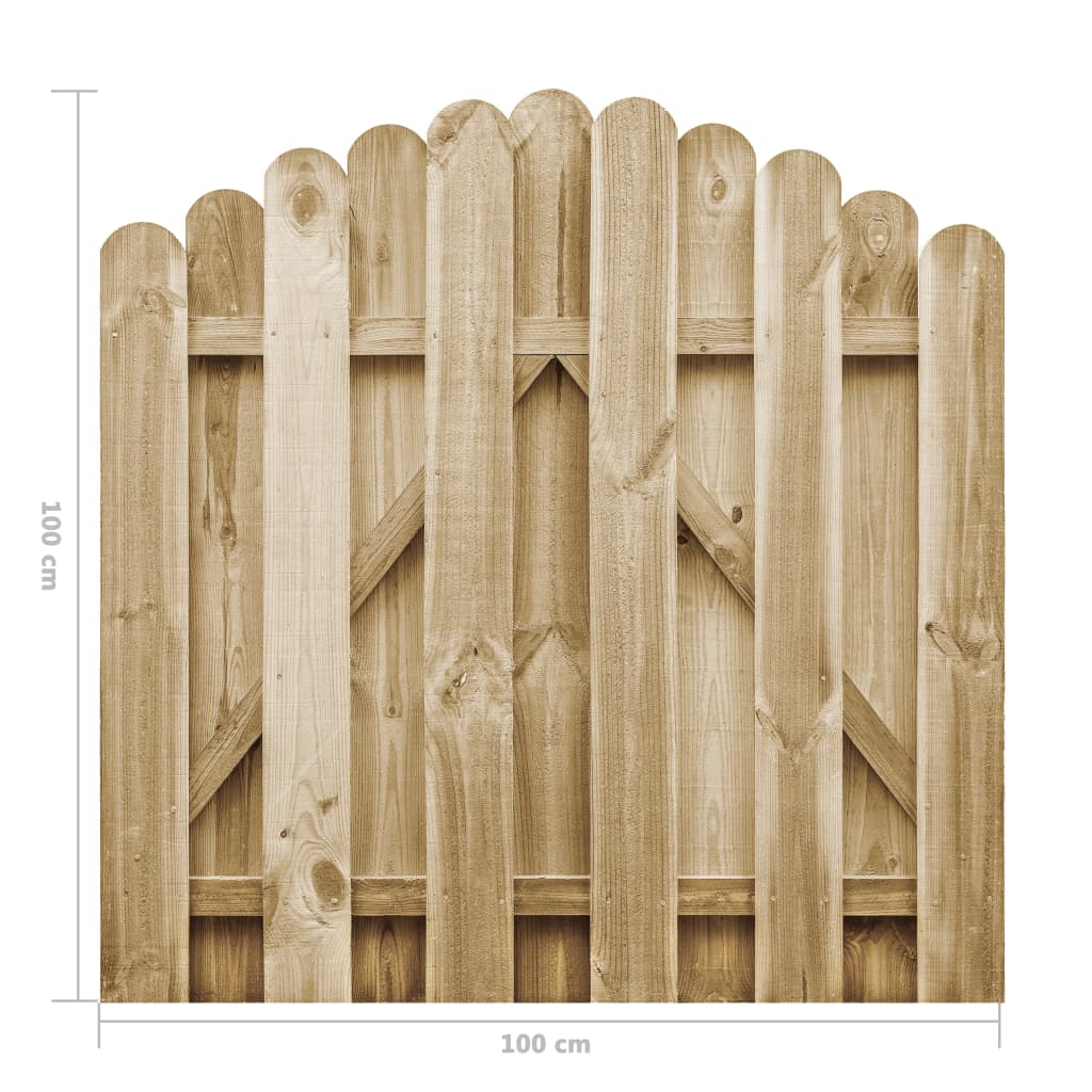 Cancello da Giardino in Legno di Pino Impregnato 100x100 cm Design ad Arco