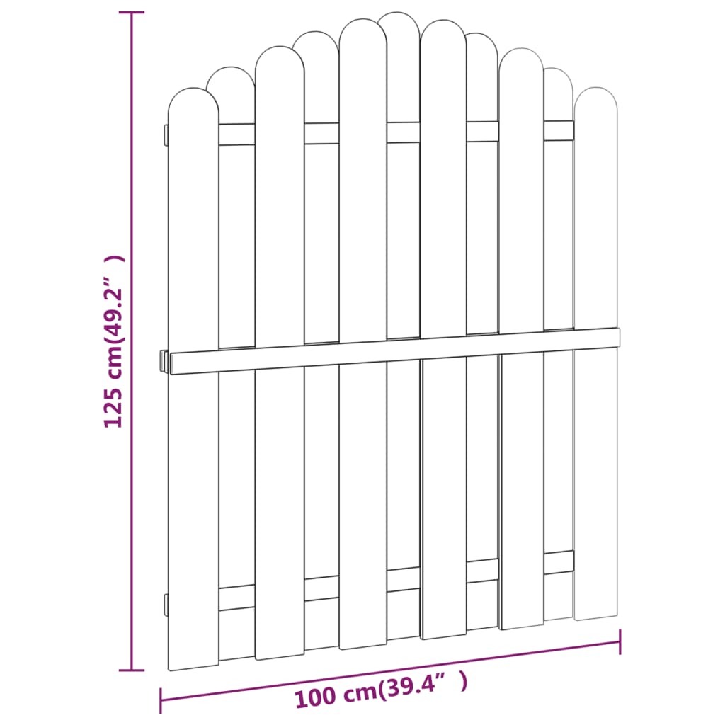 Cancello da Giardino in Legno di Pino Impregnato 100x125 cm Design ad Arco