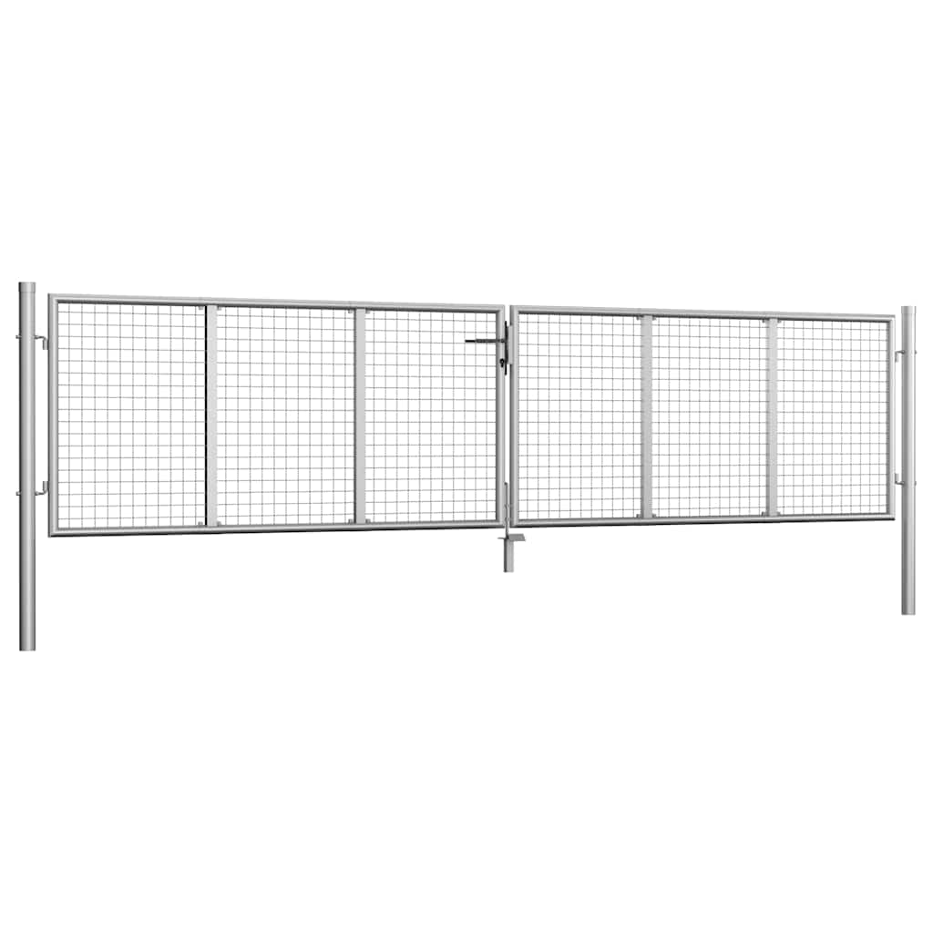 Cancello da Giardino in Acciaio Zincato 400x75 cm Argento