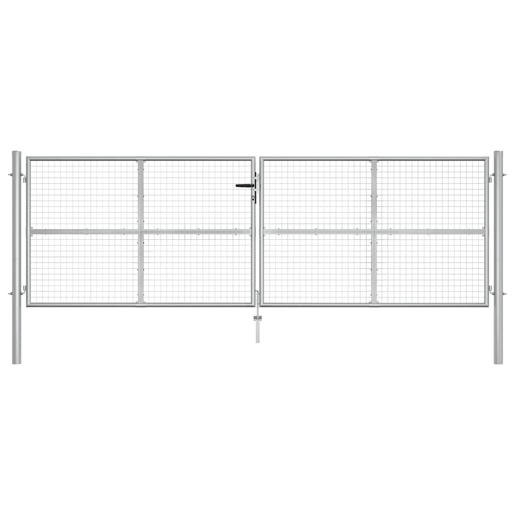 Cancello da Giardino in Acciaio Zincato 400x125 cm Argento