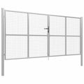Cancello da Giardino in Acciaio Zincato 400x150 cm Argento
