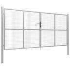 Cancello da Giardino in Acciaio Zincato 400x150 cm Argento