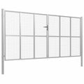 Cancello da Giardino in Acciaio Zincato 400x175 cm Argento