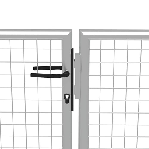 Cancello da Giardino in Acciaio Zincato 400x175 cm Argento