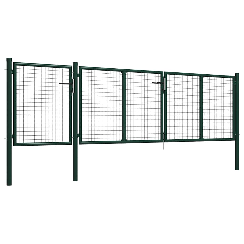 Cancello da Giardino in Acciaio 400x75 cm Verde