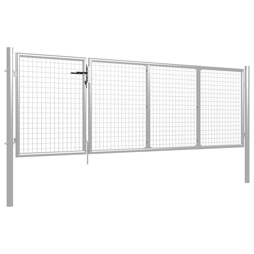 Cancello da Giardino in Acciaio 350x75 cm Argento