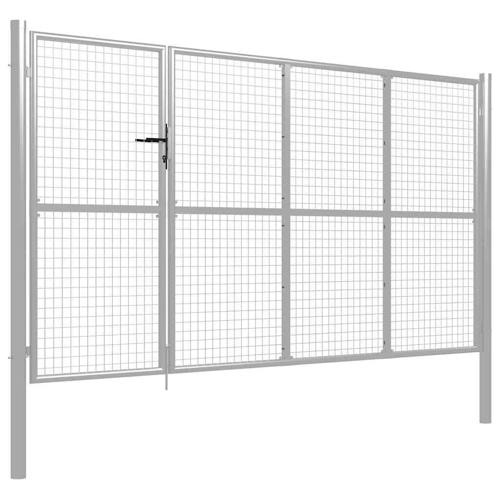 Cancello per Giardino in Acciaio 350x150 cm Argento