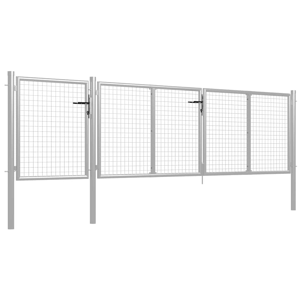 Cancello da Giardino in Acciaio 400x75 cm Argento