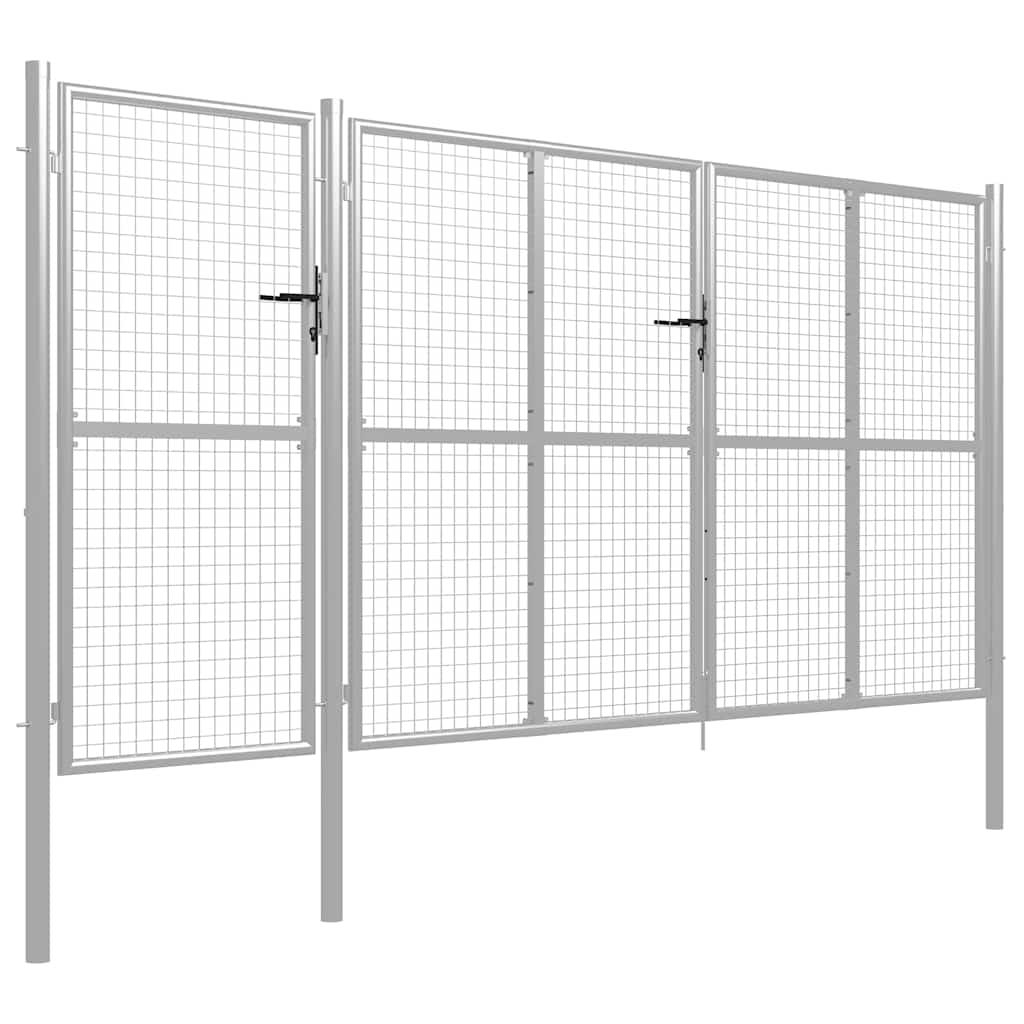 Cancello da Giardino in Acciaio 400x150 cm Argento