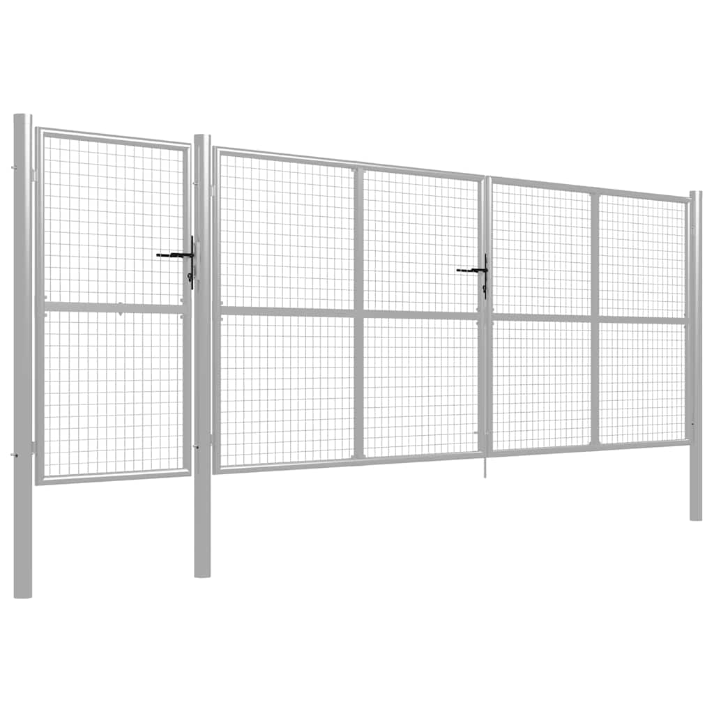 Cancello da Giardino in Acciaio 500x150 cm Argento