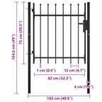 Cancello per recinzione BOXTEL con punta a lancia 100x75 cm