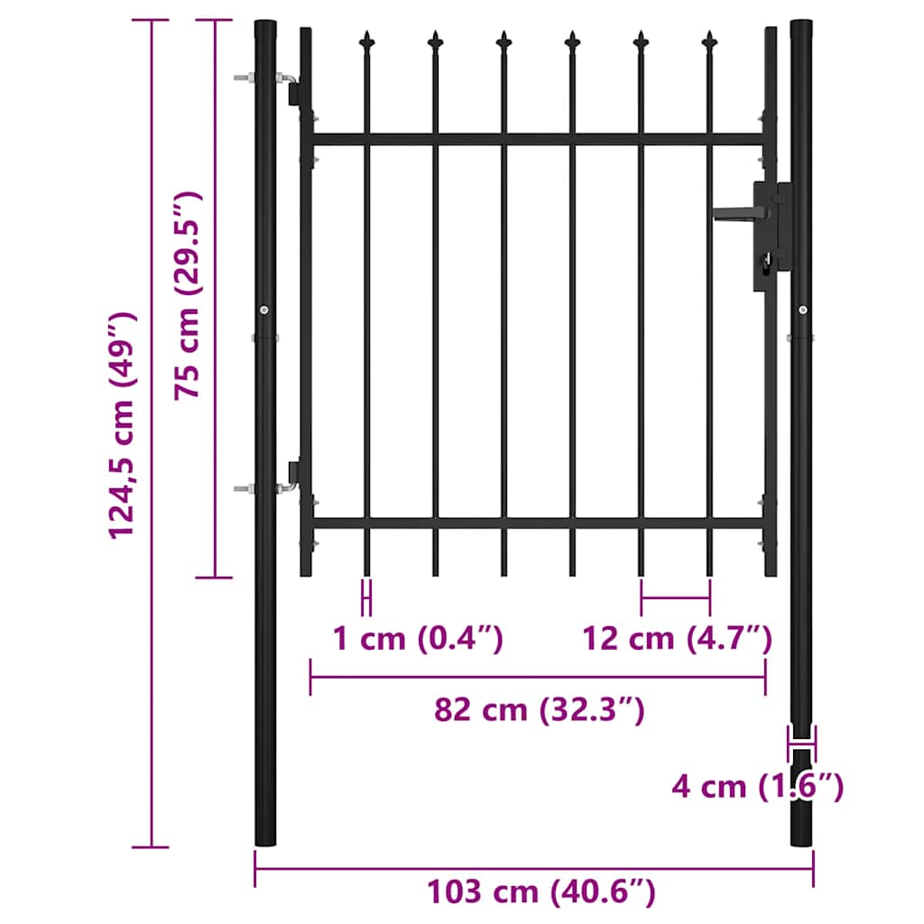 Cancello per recinzione BOXTEL con punta a lancia 100x75 cm