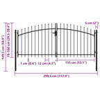 Cancello per recinzione a doppia porta Woerden con punta a lancia 299,5x149,5 cm