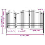 Cancello da Giardino Woerden in Acciaio 1,95x4 m Nero