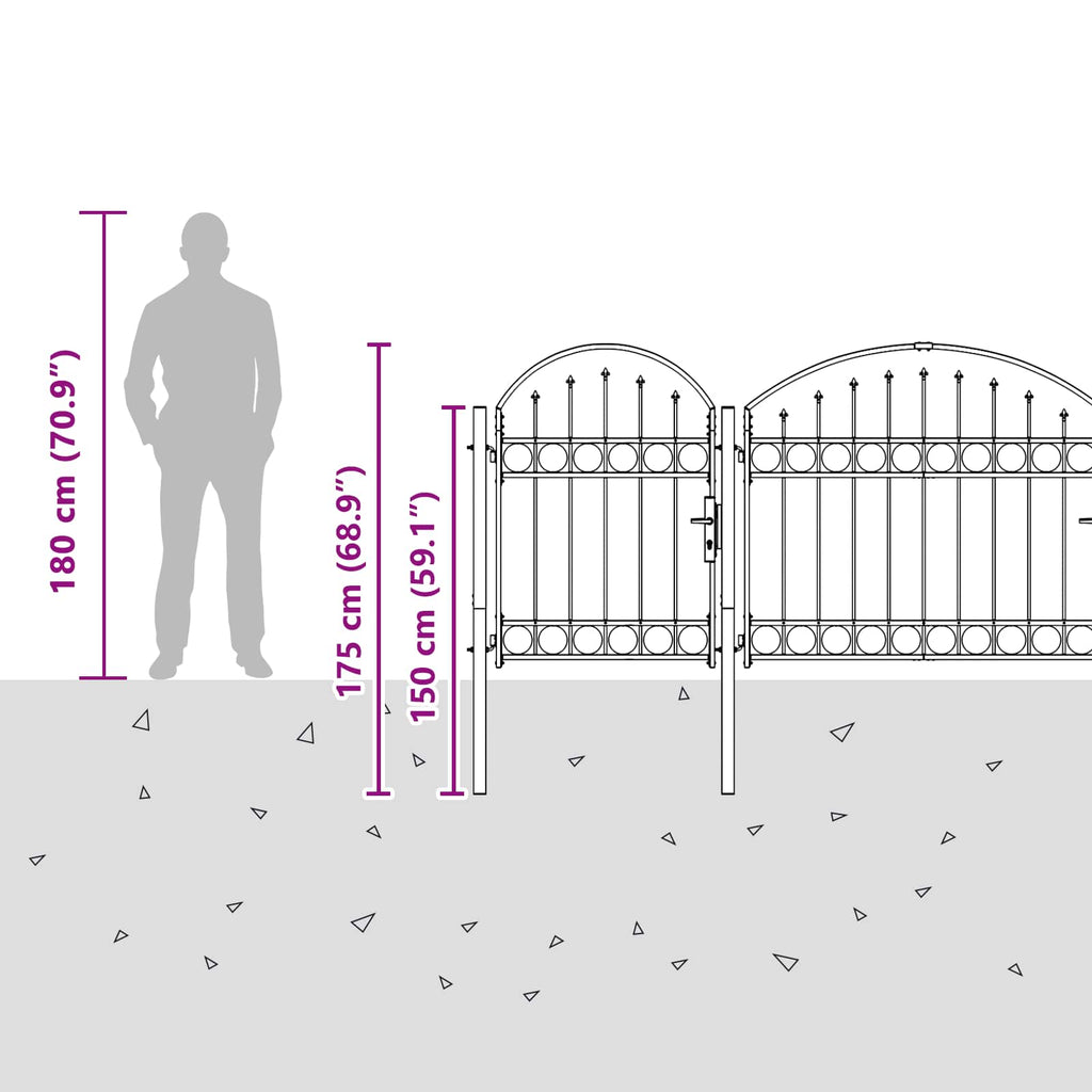 Cancello da Giardino ASSEN con Parte Superiore Arcuata 400x175 cm